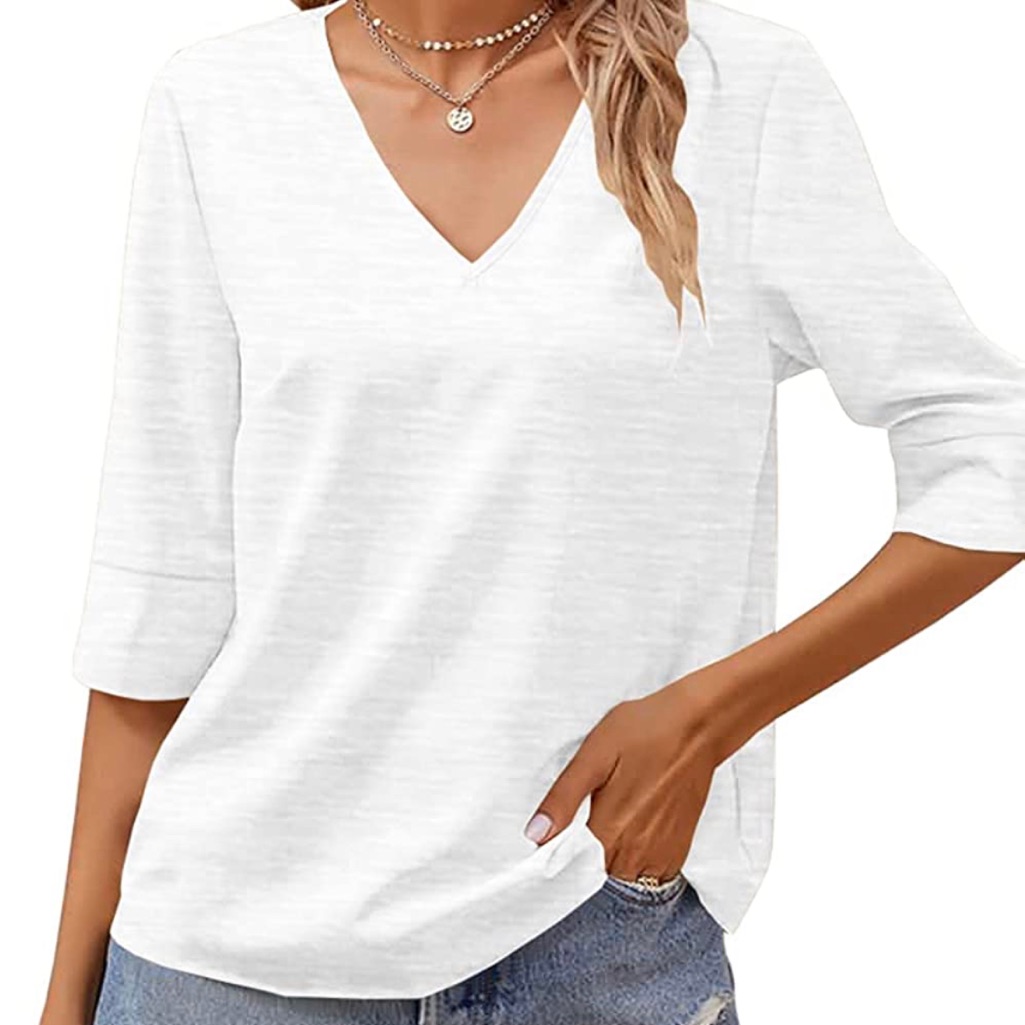 Half Sleeve V Neck Basic Top